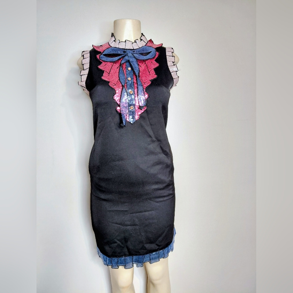 Cute Polyester Sequin Bow/Detail Dress w/Pockets. Size S